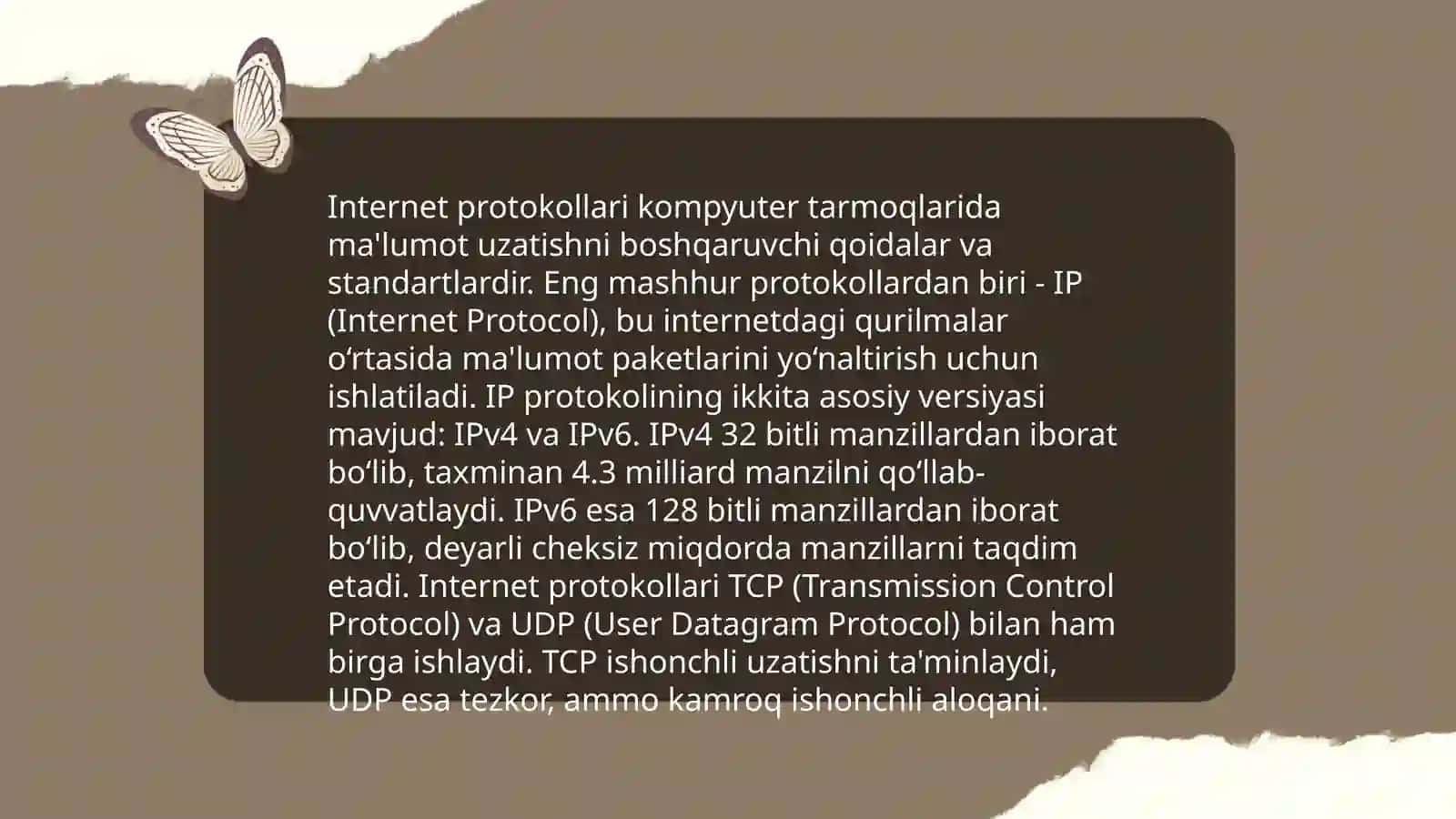 INTERNET TARMOGʻI VA UNI TASHKIL ETISH 4