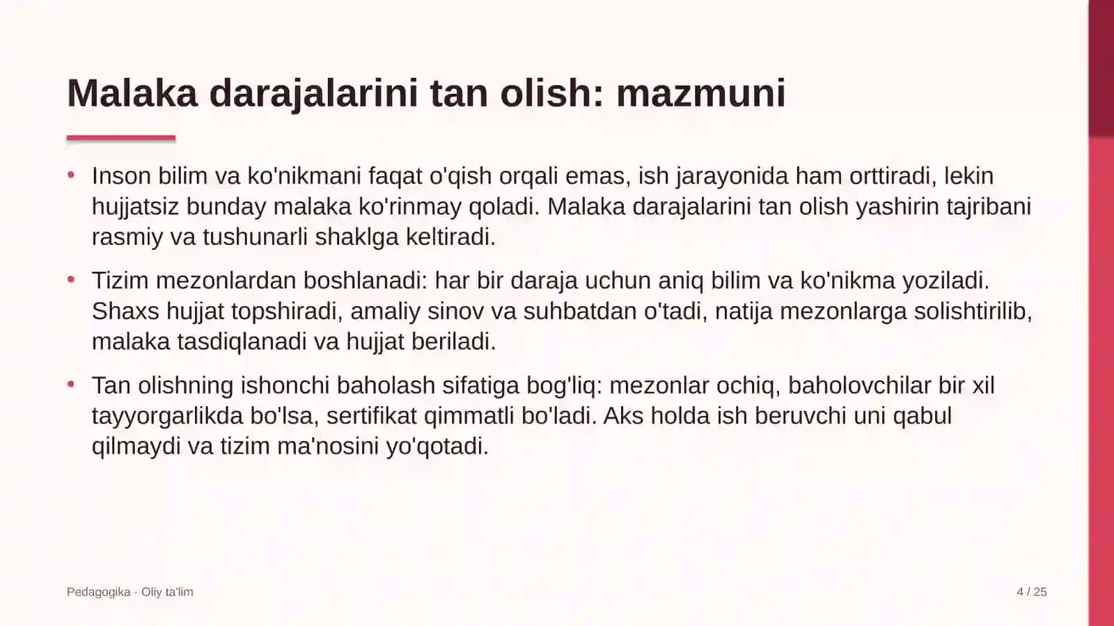 Dasturiy ta'minotni testlash sohasida malaka darajalarini tan olish 4
