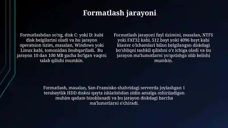 Disklarni bo'limlash va formatlash 4