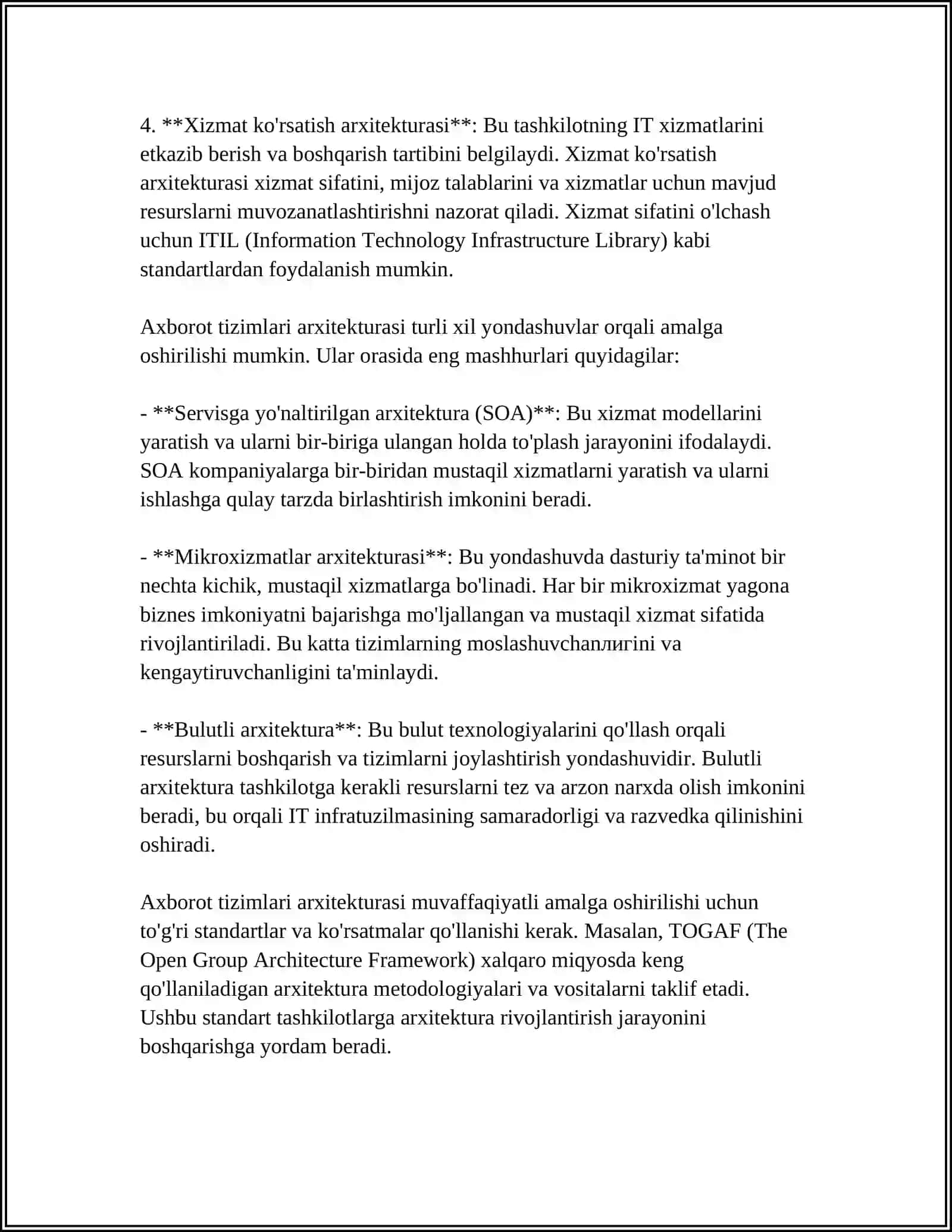 AXBOROT TIZIMINI LOYIHALASH 4