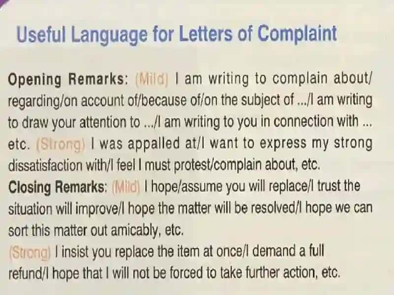 Writing a Letter of Complaint 4