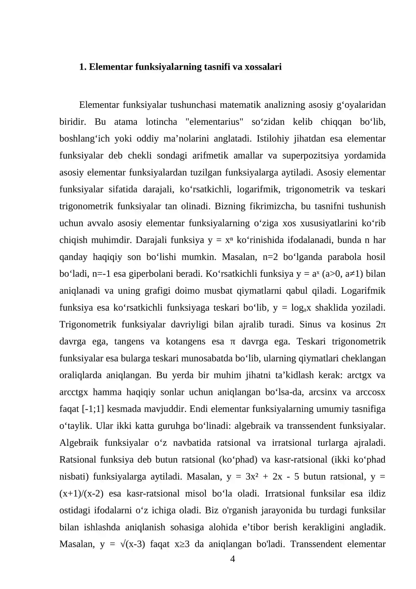 Elementar funksiyalar 4