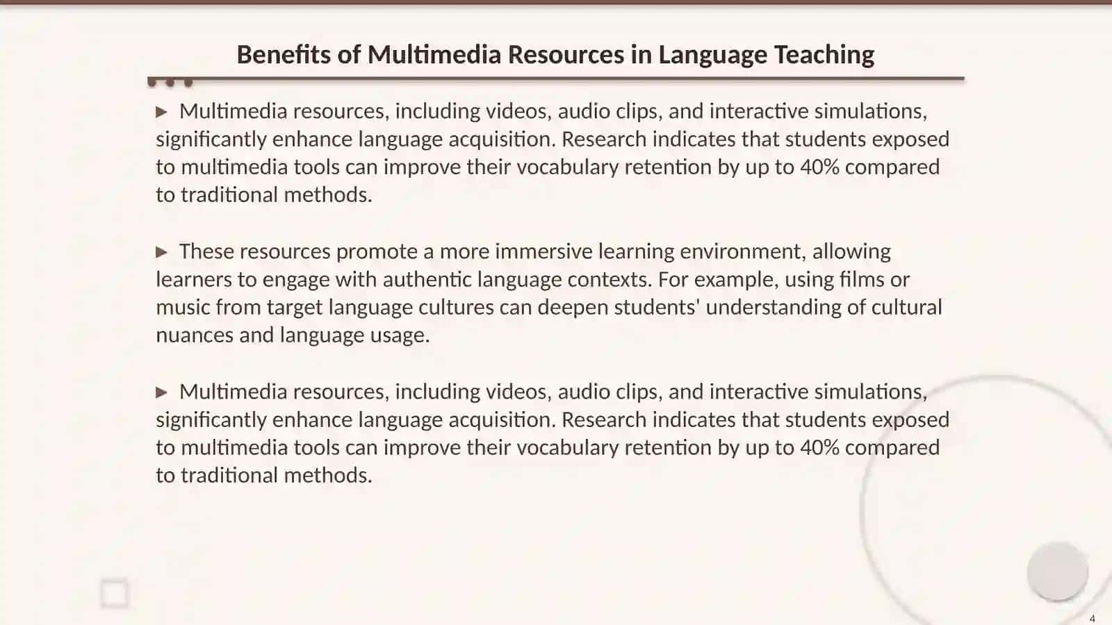 Interactive Whiteboards and Multimedia Resources for Language Instruction 4