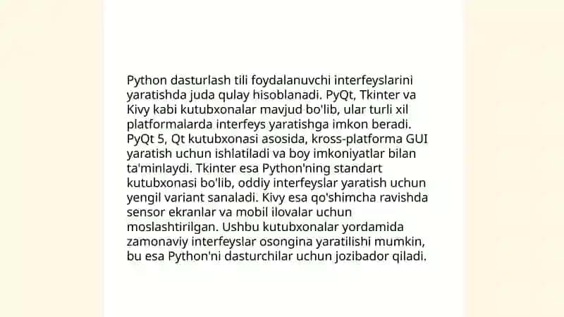 Python dasturlash tilining interfeysi 4