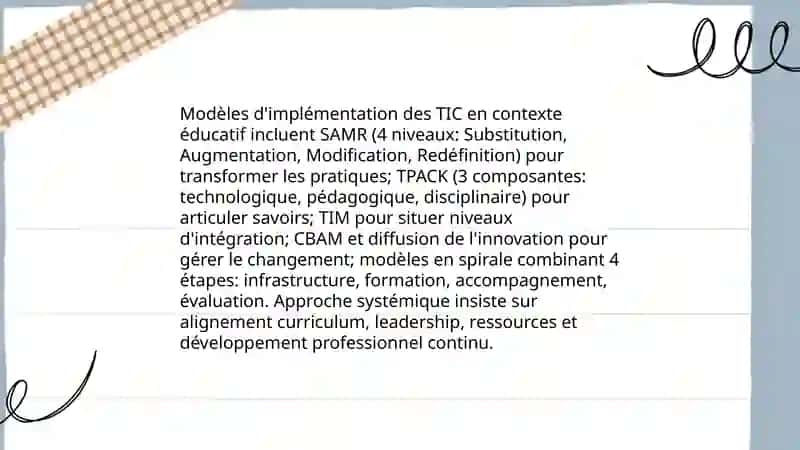 Cadres conceptuels pour une intégration systématique des TIC 4