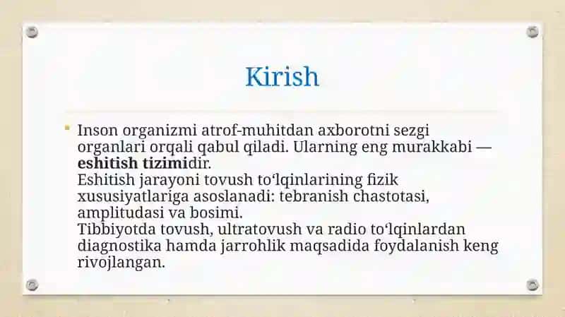ESHITISH BIOFIZIKASI ELEMENTLARI, 4
