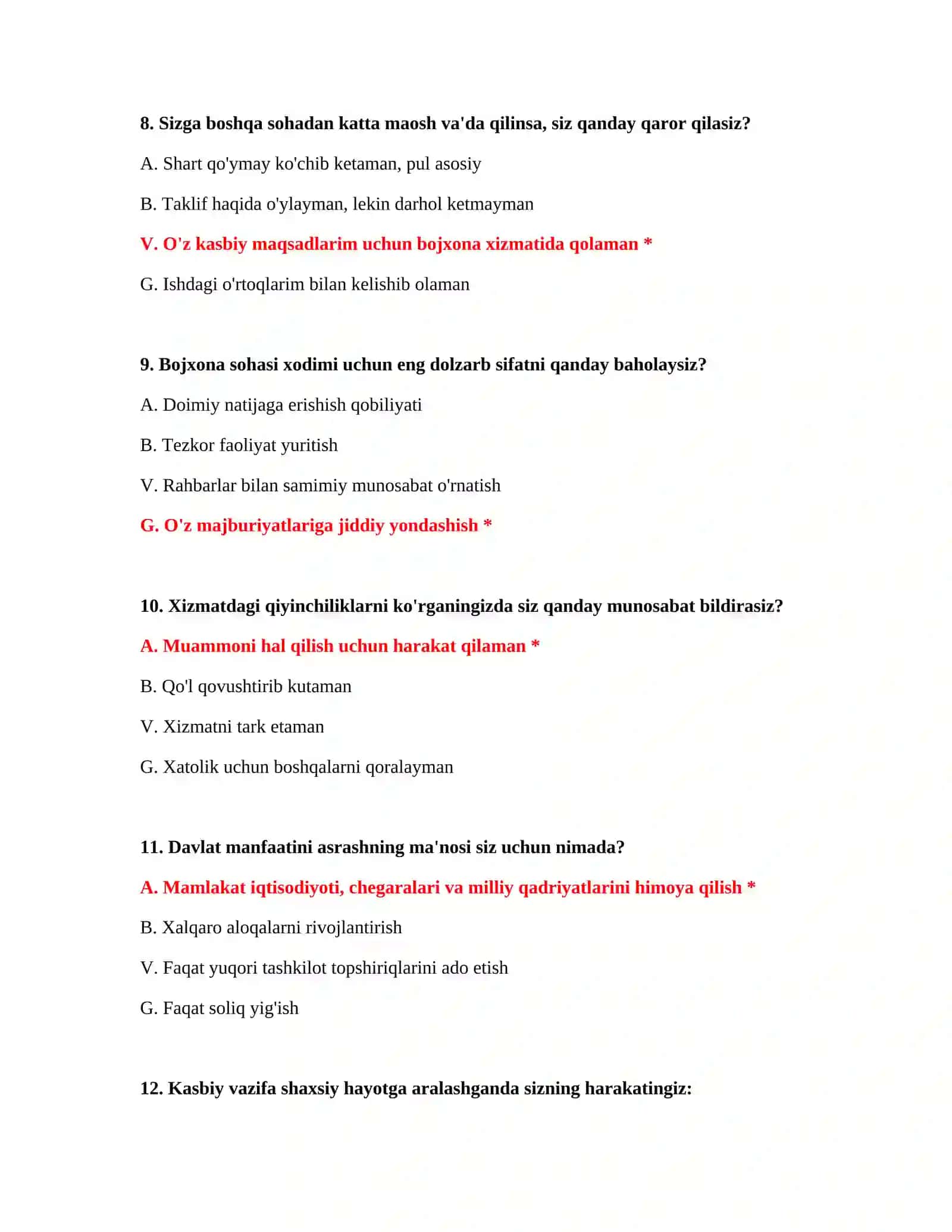 Bojxona qonunchiligi 100 ta test 4