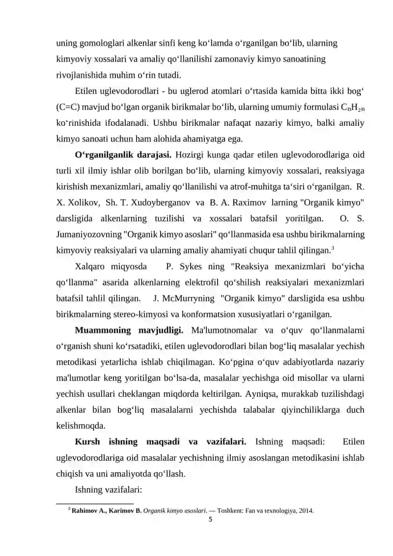 Etilen Uglevodorodlariga Oid Masalalar Yechish 4