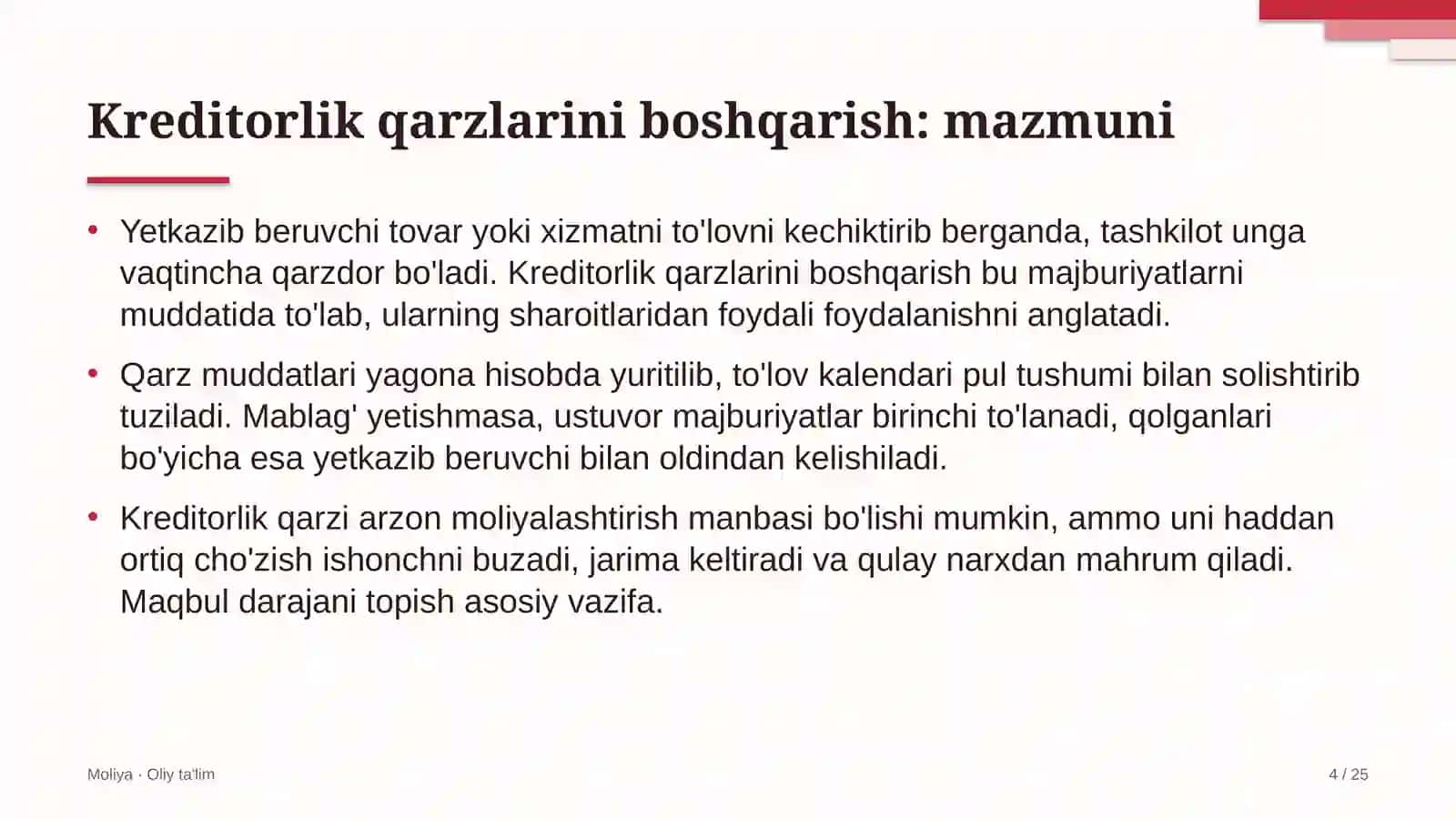 Suv omborlarida kreditorlik qarzlarini boshqarish 4