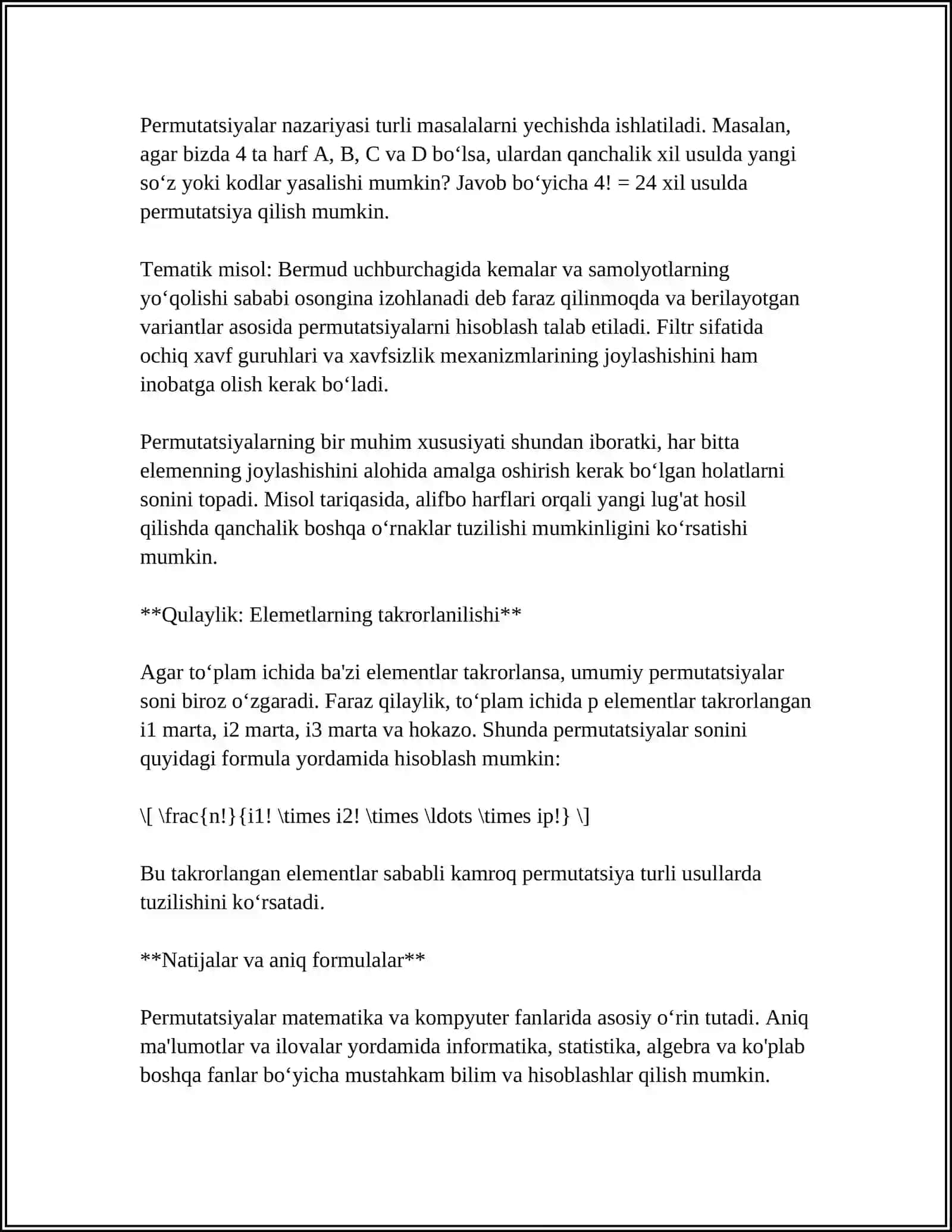 Permutatsiyalar haqida 4