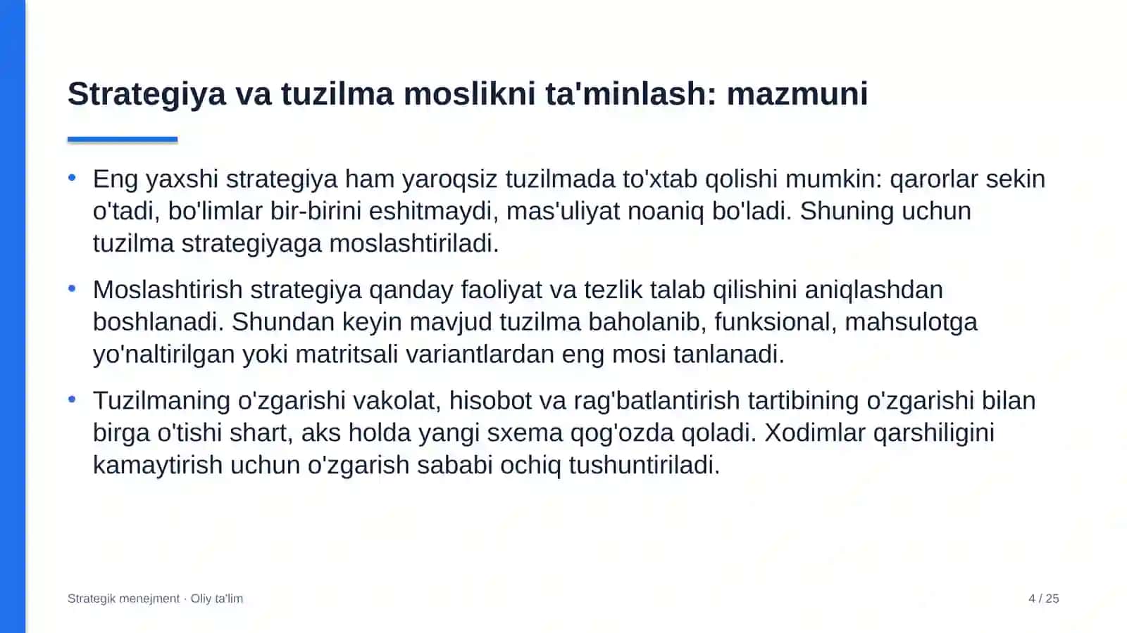 pediatriyada strategiya va tashkiliy tuzilma o'rtasidagi moslikni ta'minlash 7585 4