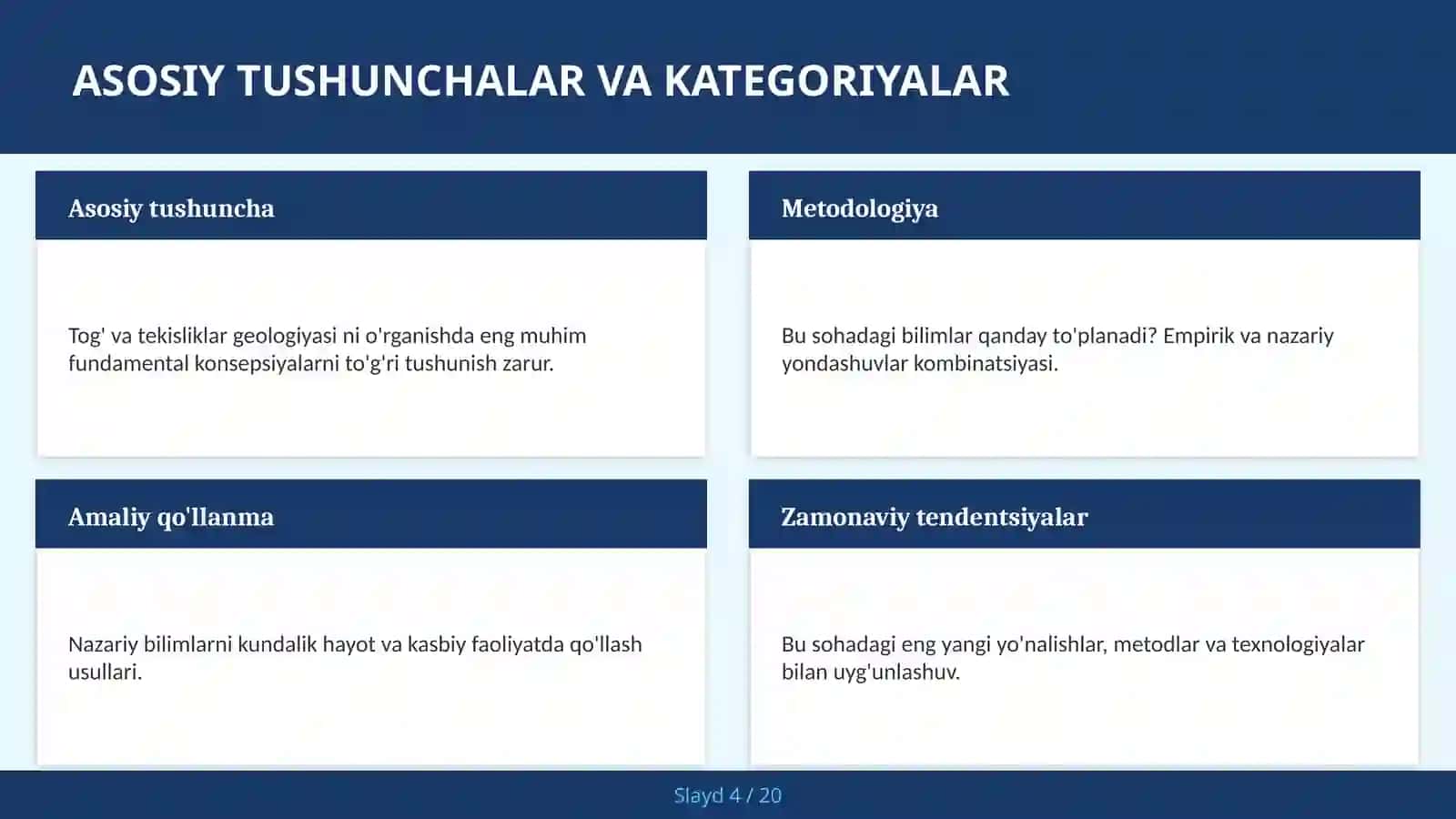 TOG' VA TEKISLIKLAR GEOLOGIYASI 4