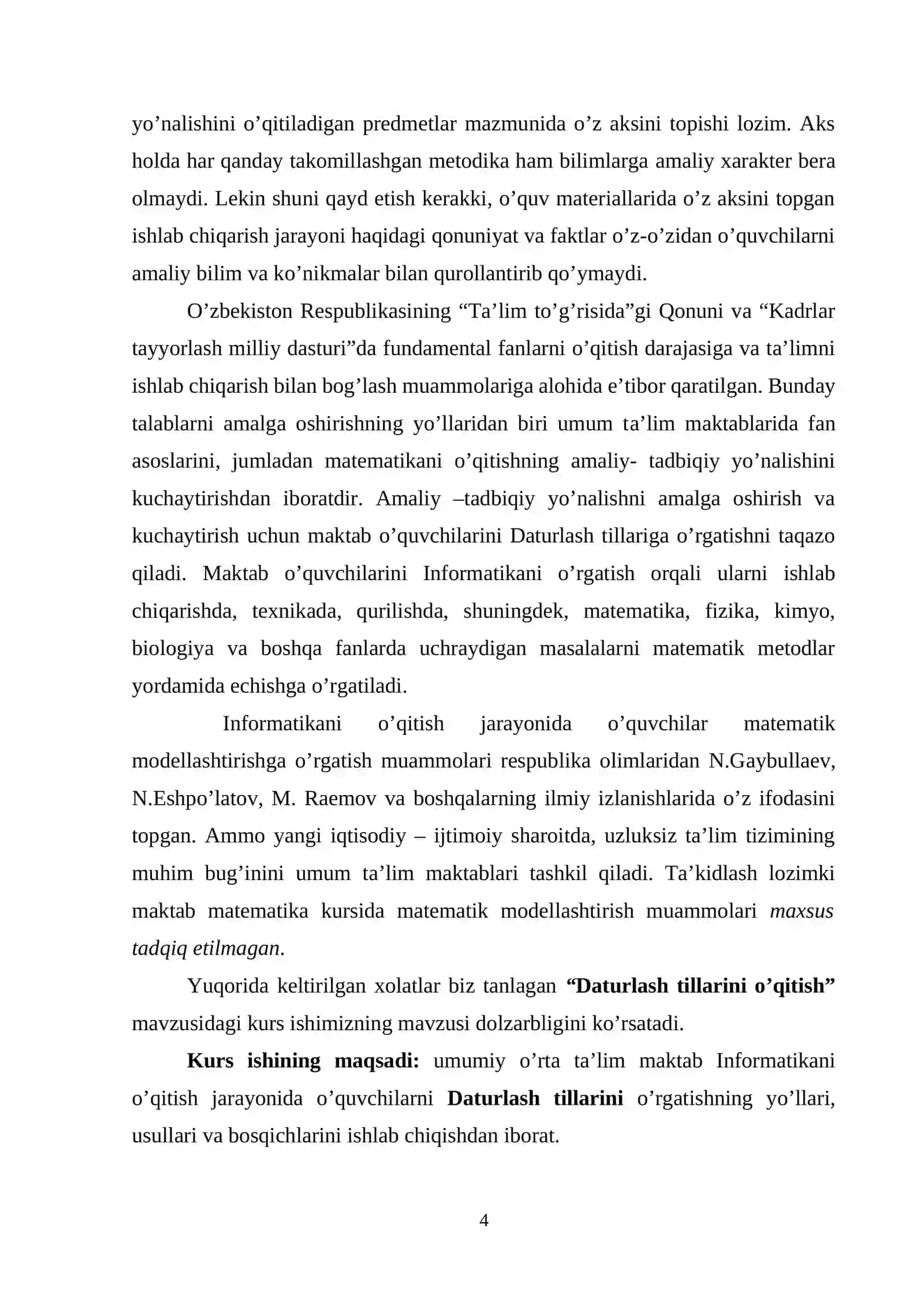 Dasturlash tillarini o’qitish metodikasi 4