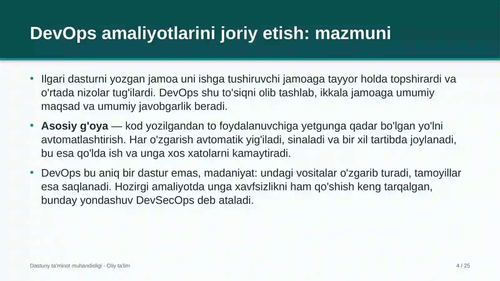 Gulchilikda DevOps amaliyotlarini joriy etish 4