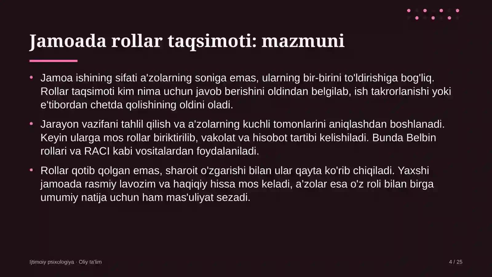 Agroturizmda jamoada rollar taqsimoti 4