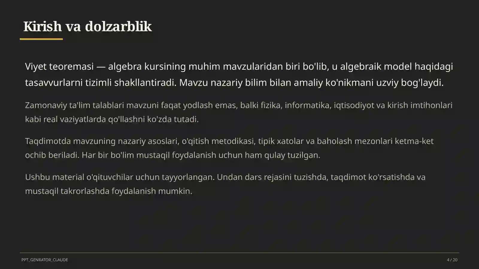 Viyet teoremasi (8-sinf) 4