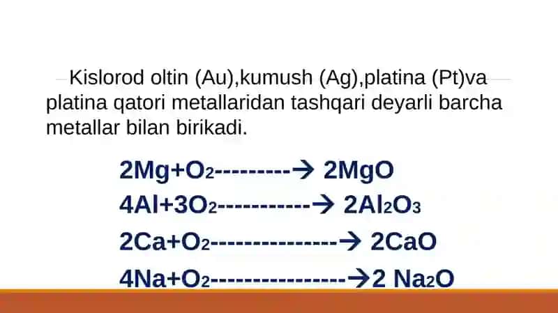 Kislorodning kimyoviy xossalari 4