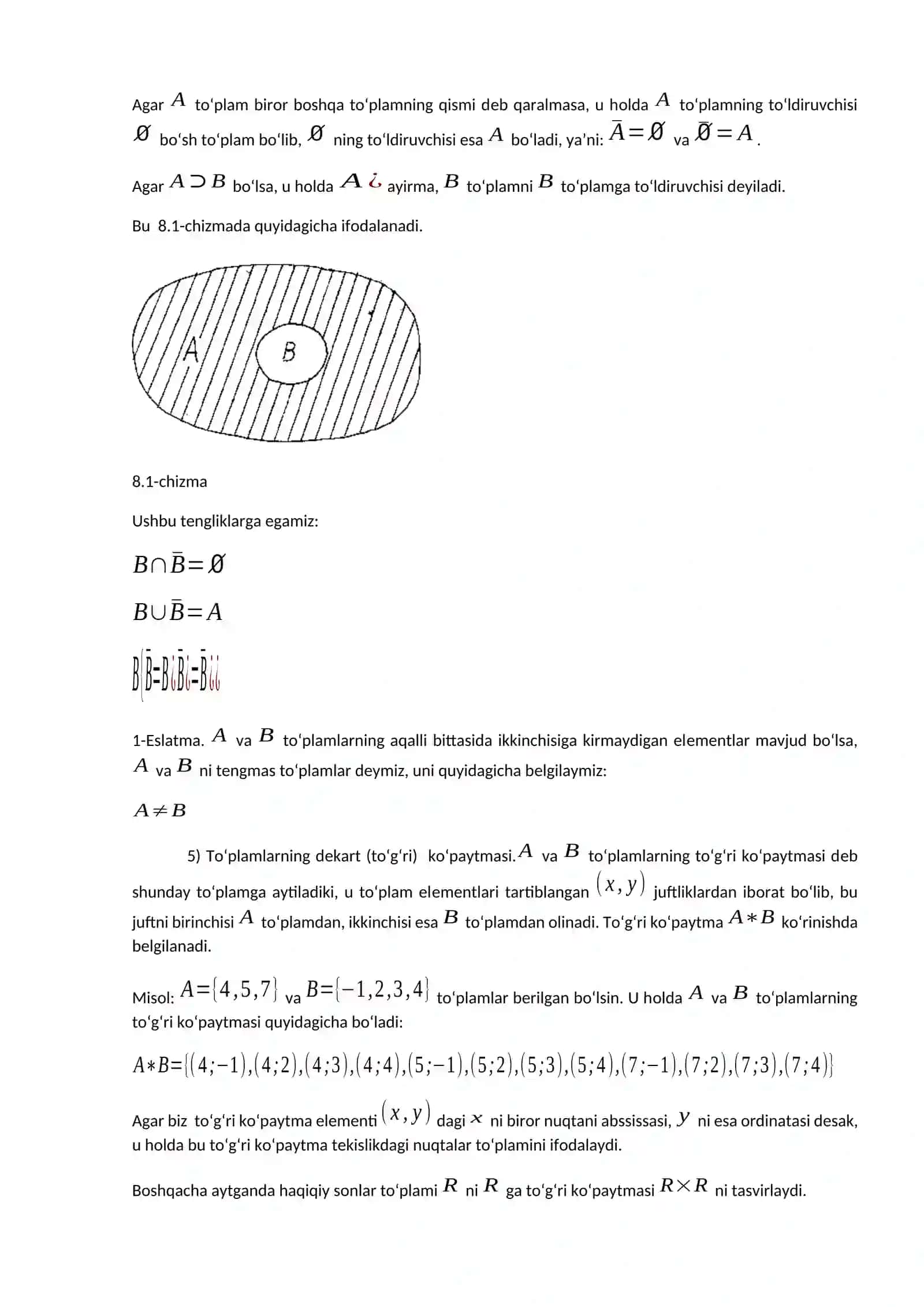 To‘plamlar va ular ustida amallar 4