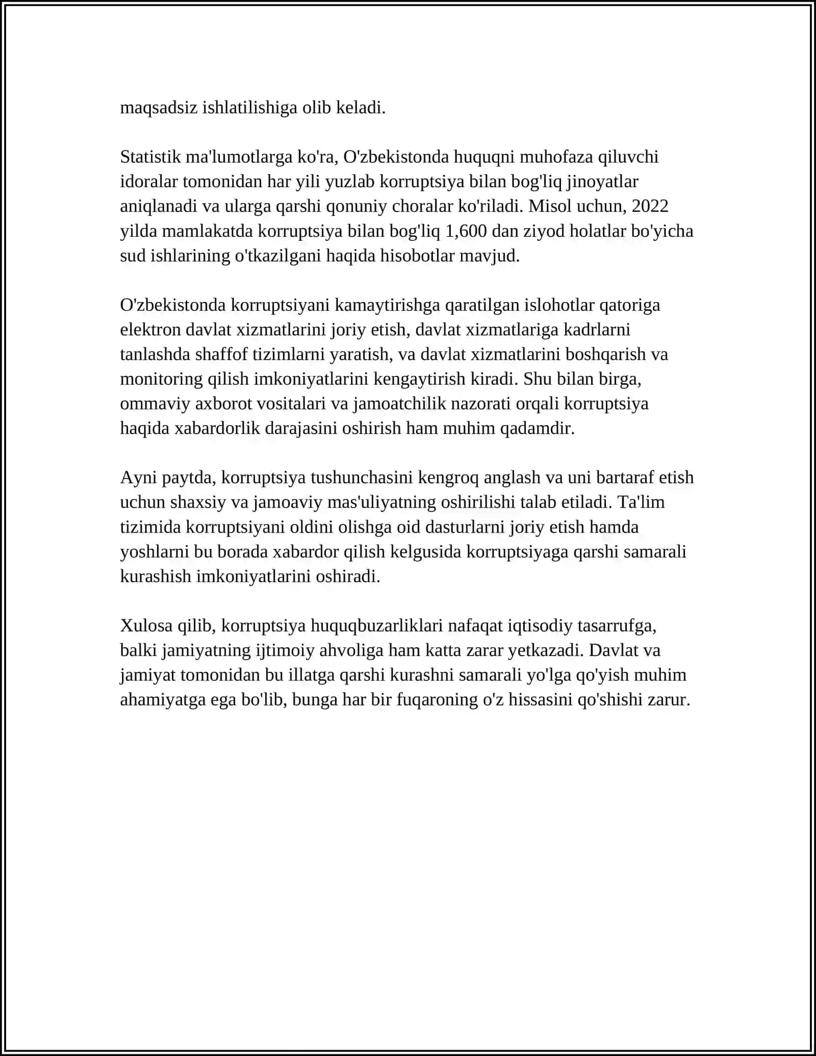 KORRUPSIYAGA OID HUQUQBUZARLIKLAR UCHUN JAVOBGARLIK Referat 4