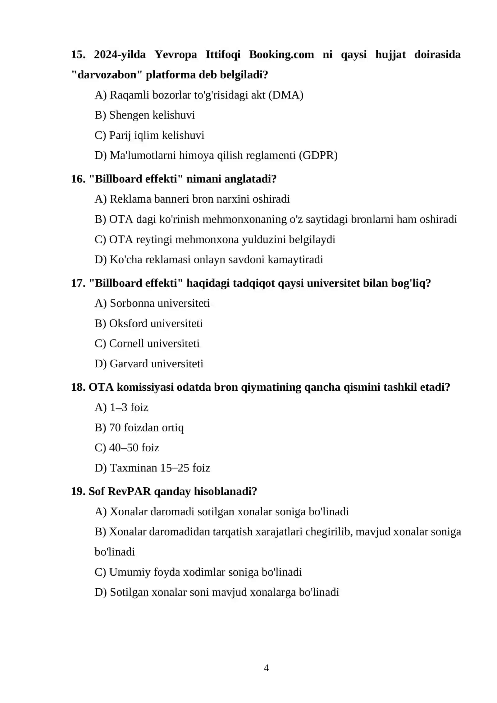 TEST TOPSHIRIQLARI 4