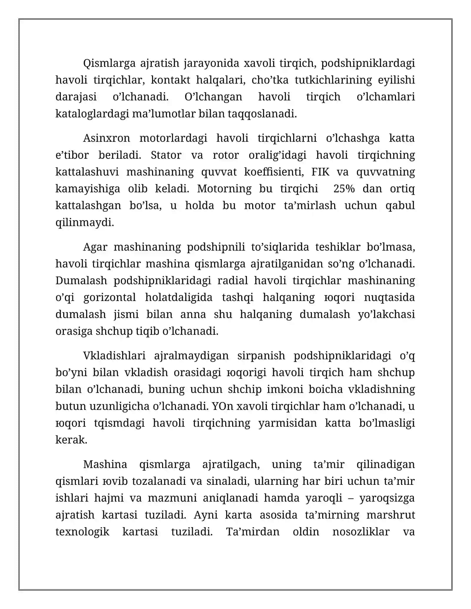 Konchilik korkhonalaridagi ozgaruvchan tok elektr motorlarini tamirlash va ularga texnik xizmat korsatish 4