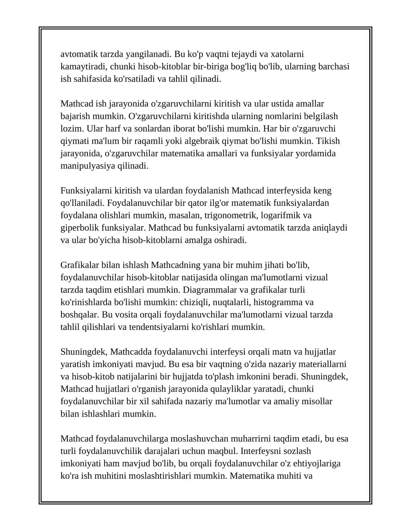 MATHCAD BILAN TANISHUV. FOYDALANUVCHI INTERFEYSI 4