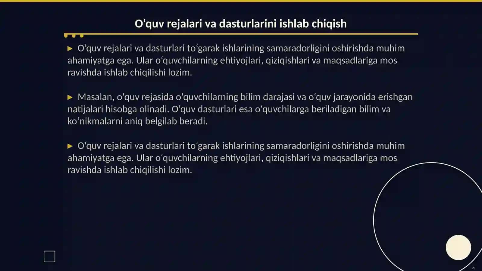 To‘garak ishlarini tashkil qilishda o‘quv reja va dasturlar 4