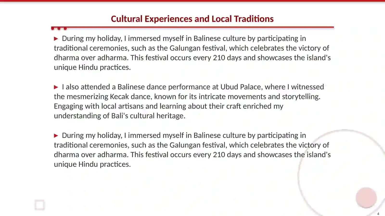 My best holiday experience 4