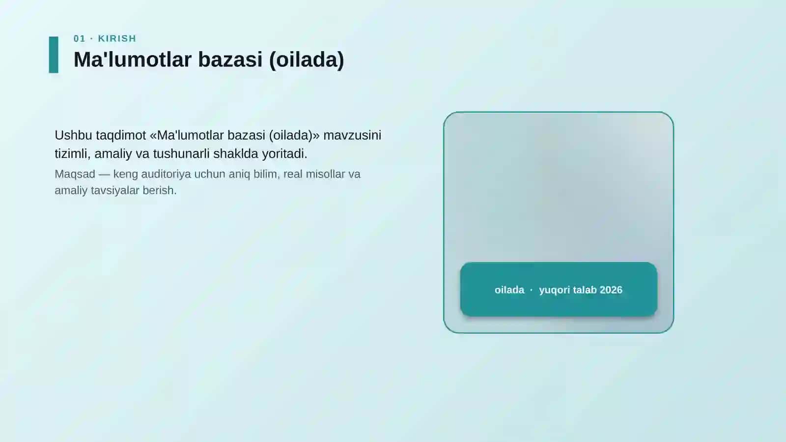 Ma'lumotlar bazasi (oilada) 4
