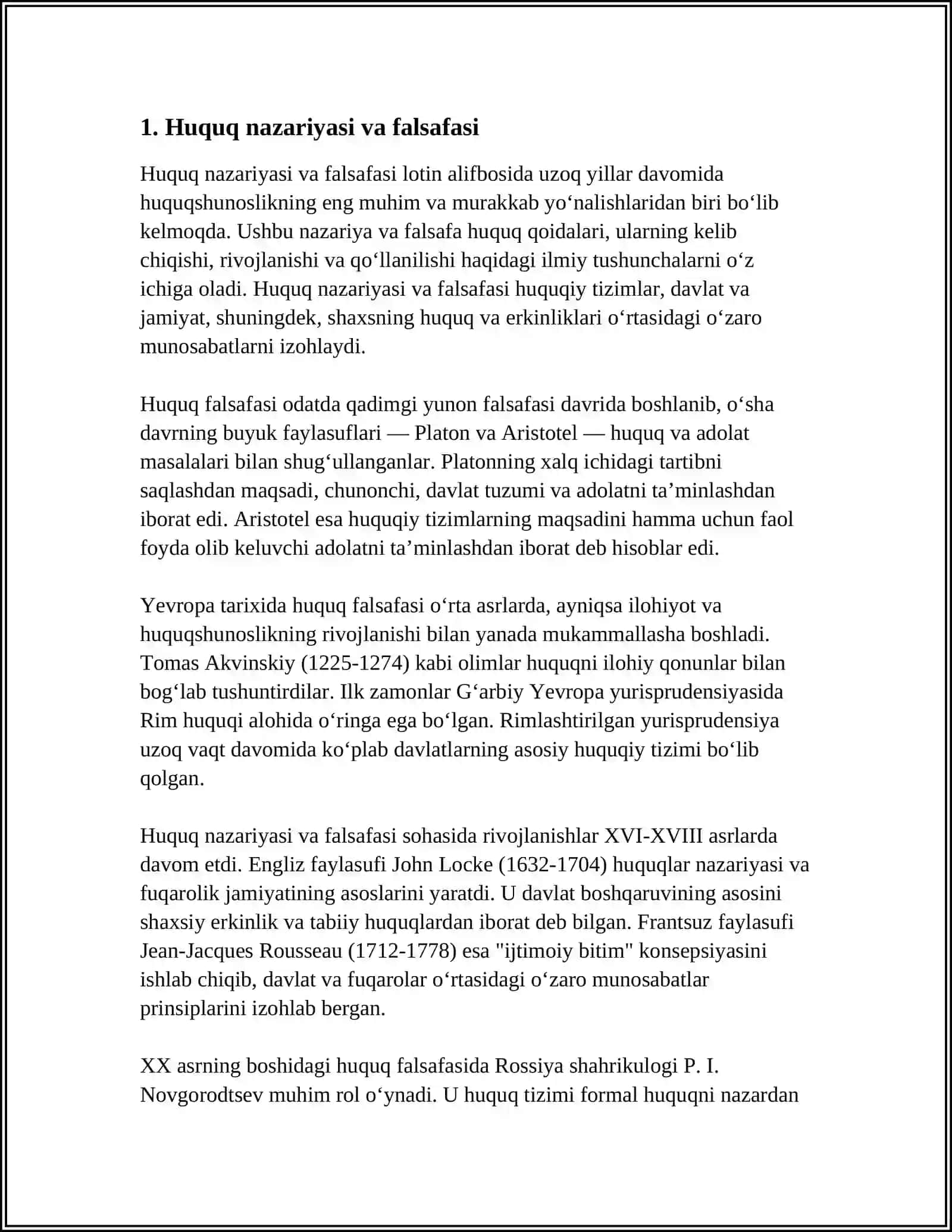 MIRZO ULUGʻBEK NOMIDAGI OʻZBEKISTON MILLIY UNIVERSITETI IJTIMOIY FANLAR FAKULTETI HUQUQIY FANLAR KAFEDRASI 4