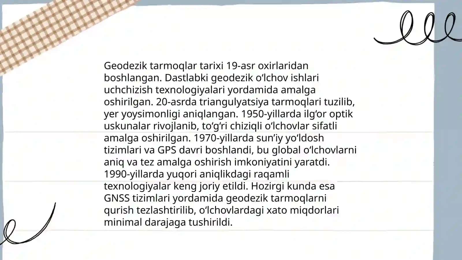 Geodezik tarmoqlar va ularning sinflari 4