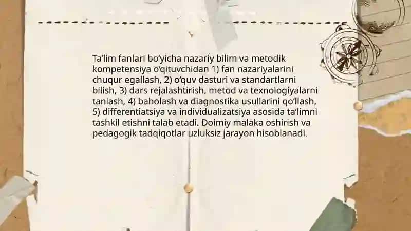 Oʻqituvchi shaxsiga qoʻyiladigan kasbiy shartli talablar 4