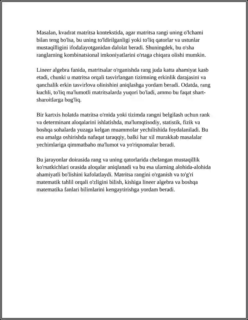MATRITSA RANGINING TAʼRIFI 4
