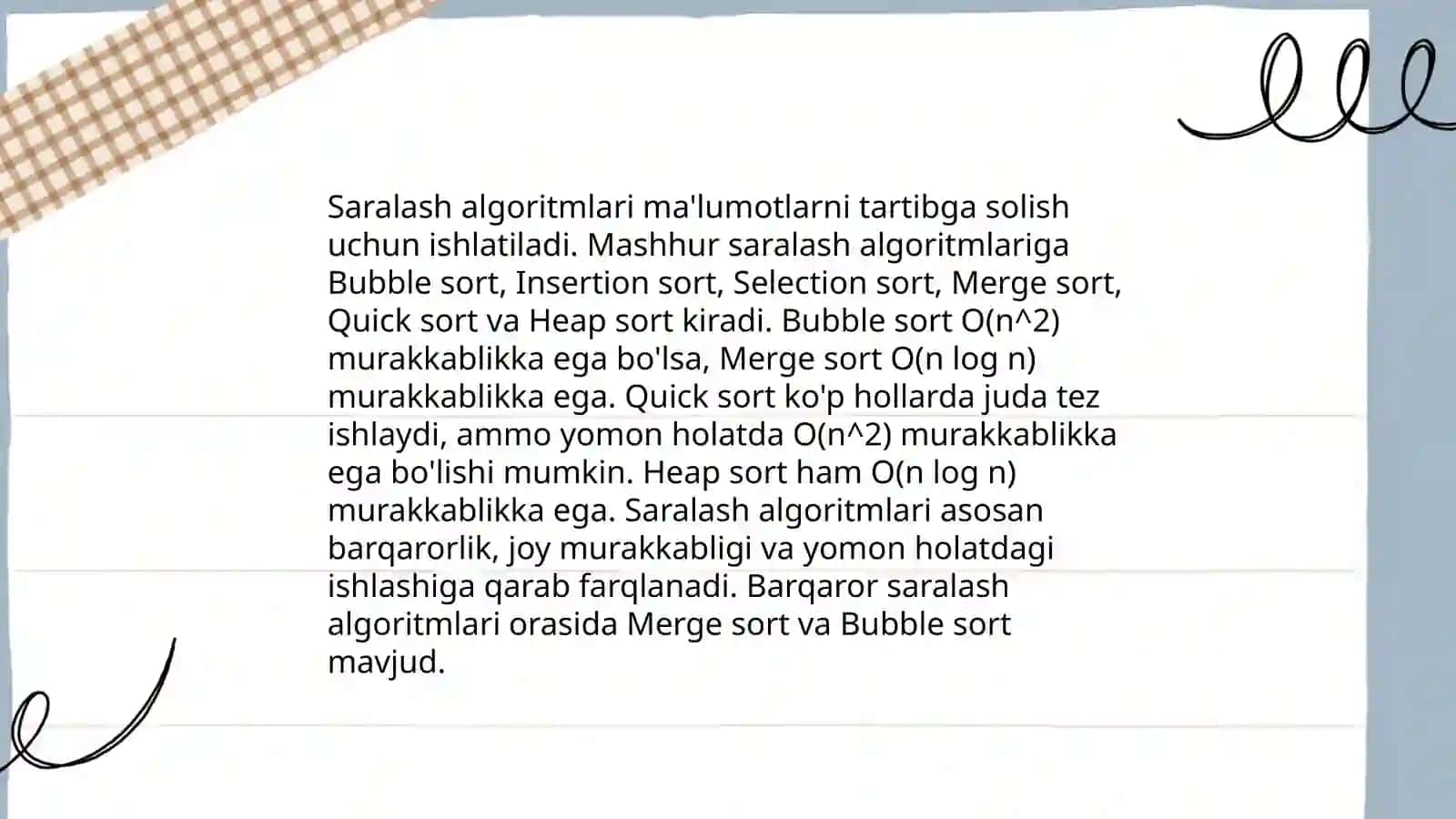 Berilganlarni saralash operatorlari 4