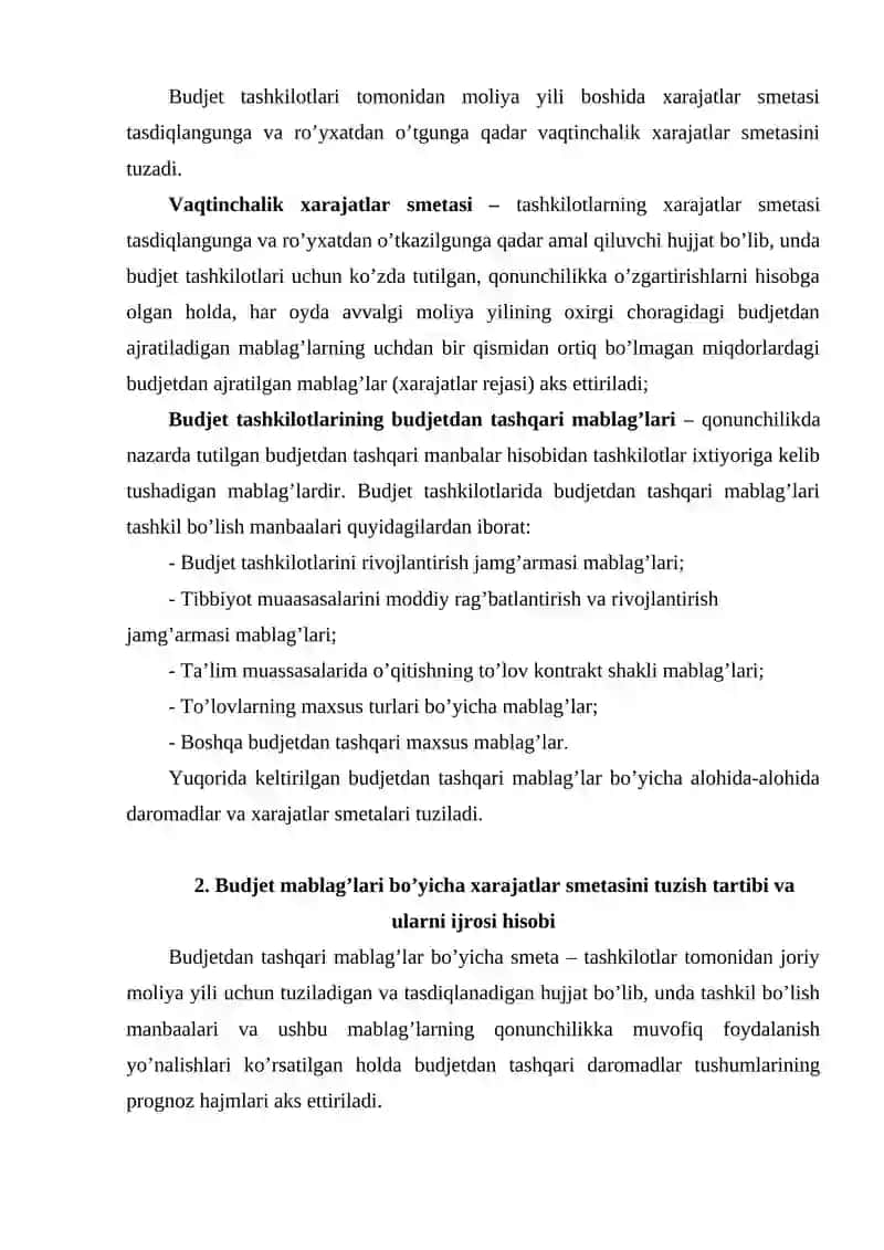 Budjet tashkilotlarida smetalari va shtatlar jadvalini tuzish 4