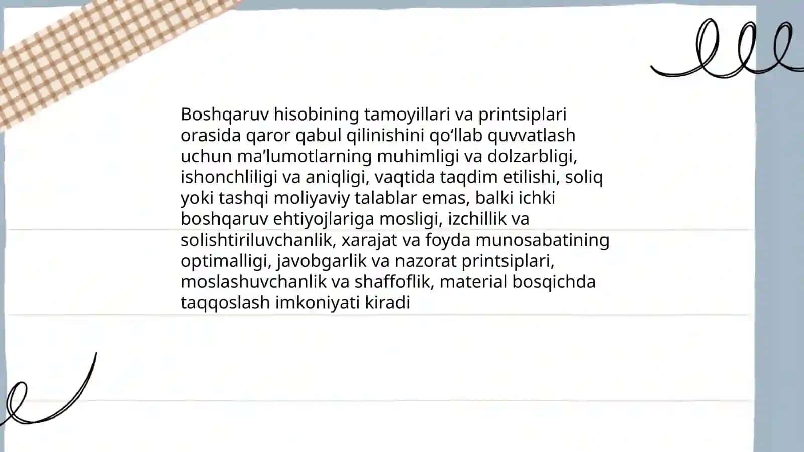 Boshqaruv hisobining konseptual asoslari va asosiy tamoyillari 4
