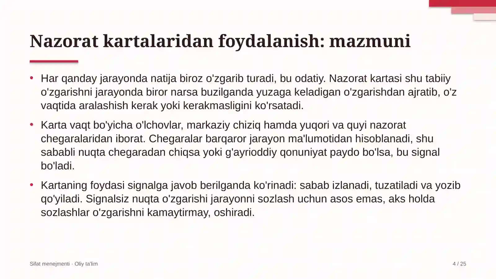 G'allachilikda nazorat kartalaridan foydalanish 4