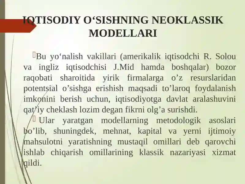 Robert Solouning o‘sish modeli 4
