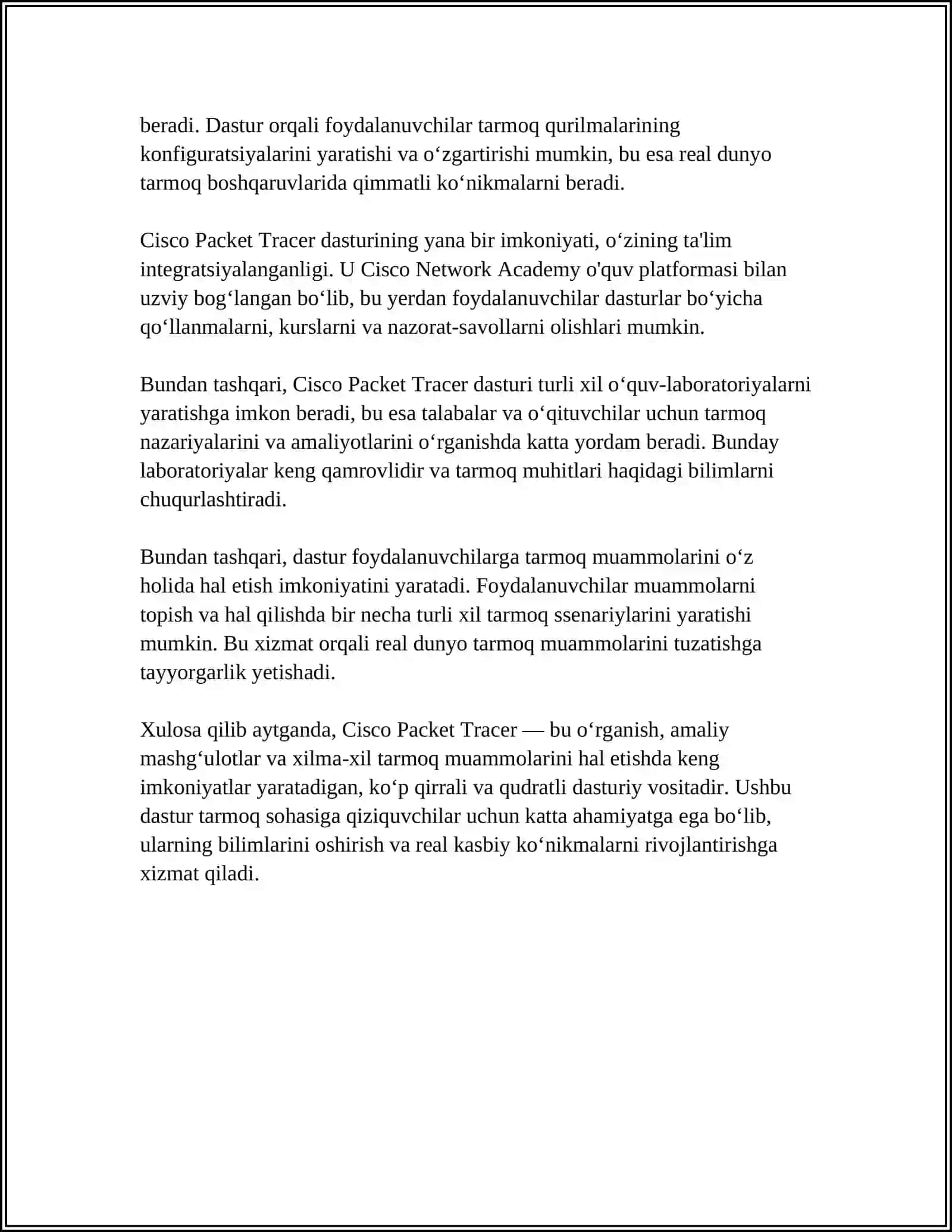 CISCO PACKET TRACERNI O‘RNATISH 4