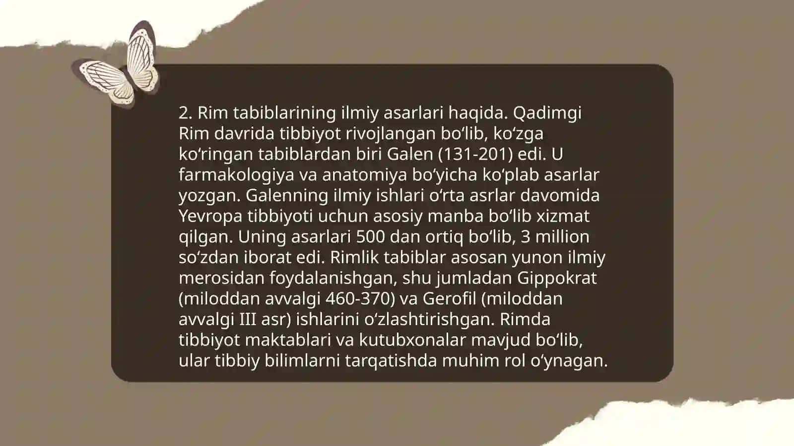 Qadimgi rim tabiblari. Òrta osiyodagi Rim tabiblari. Tabiblarning faoliyati 4