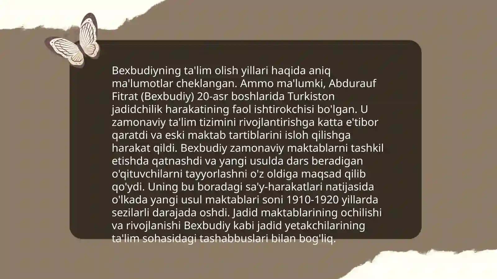 Bexbudiy hayoti va ijodi 4