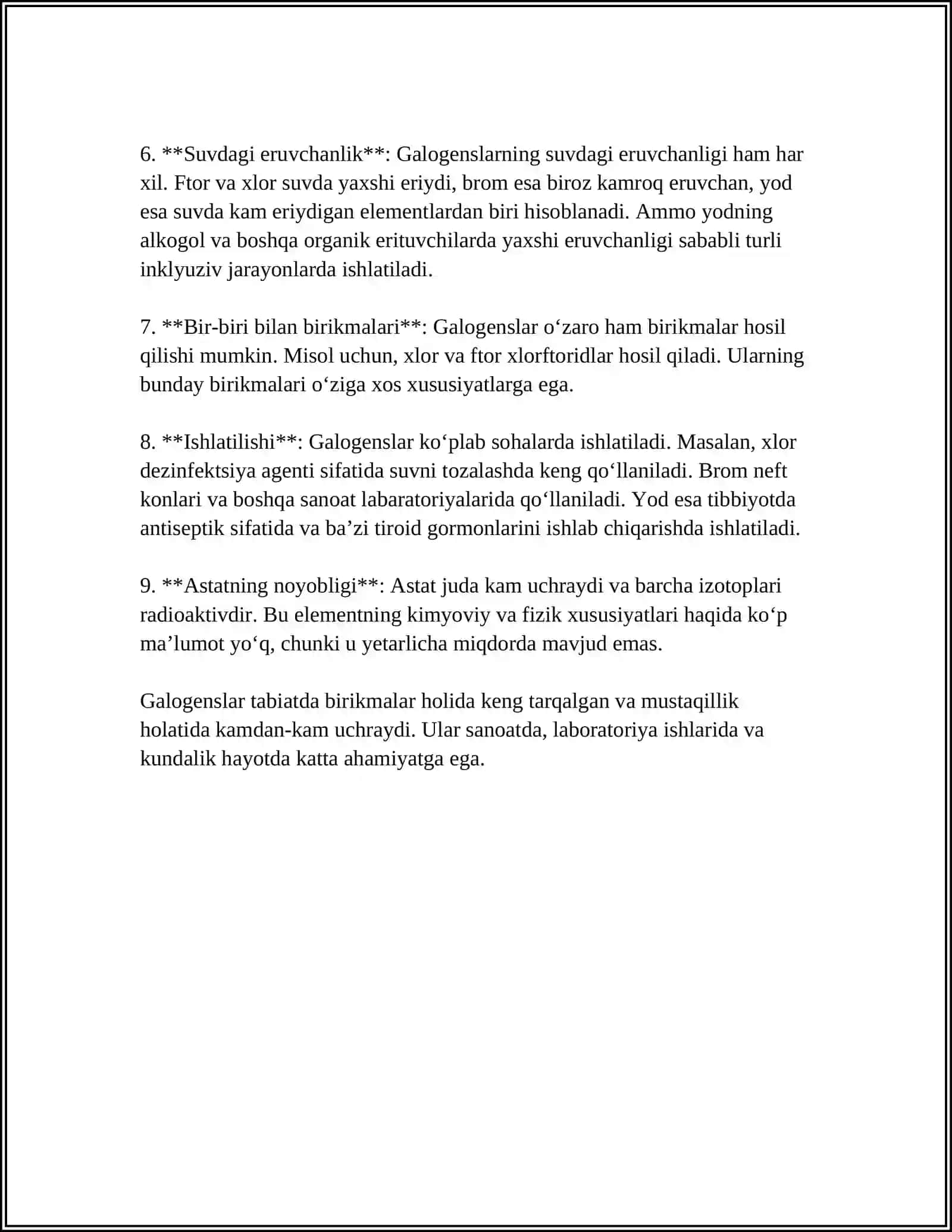 GALOGENLARNING SULFIDLARI.GALOGENLARNING OKSOKISLATALARI 4