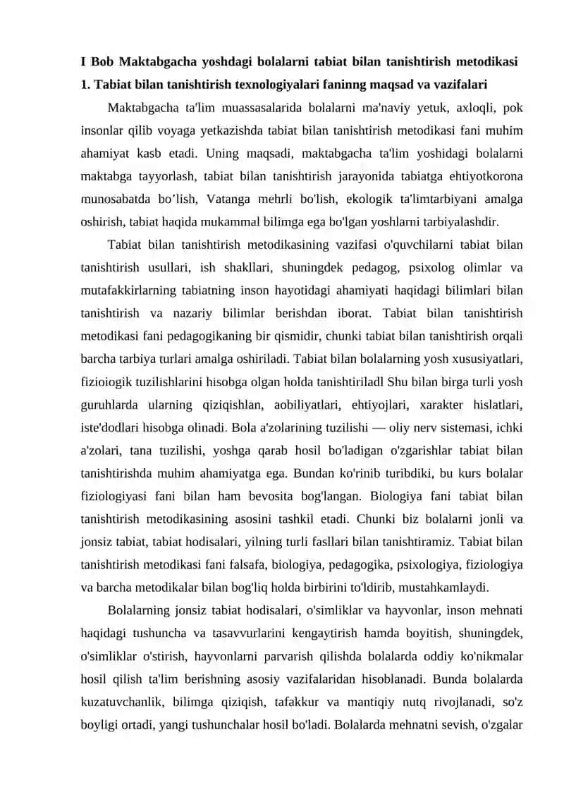 Maktabgacha yoshdagi bolalarni tabiat bilan tanishtirish metodikasi 4