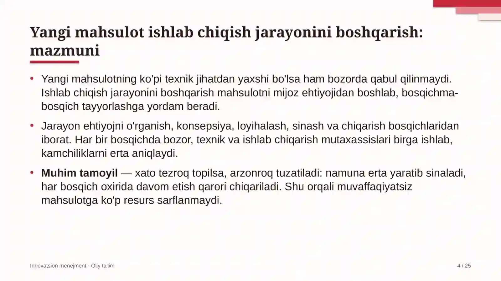 energetika nazorati inspeksiyalarida yangi mahsulotlarni ishlab chiqish jarayonini boshqarish 1429 4