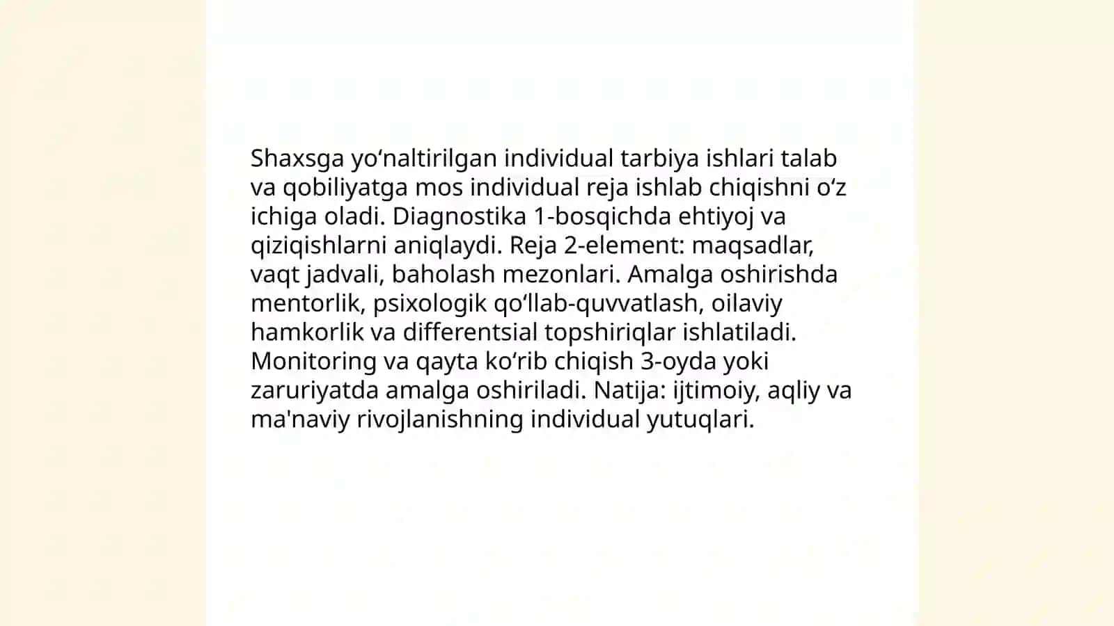 Tarbiya jarayonini tashkil etish shakllari 4