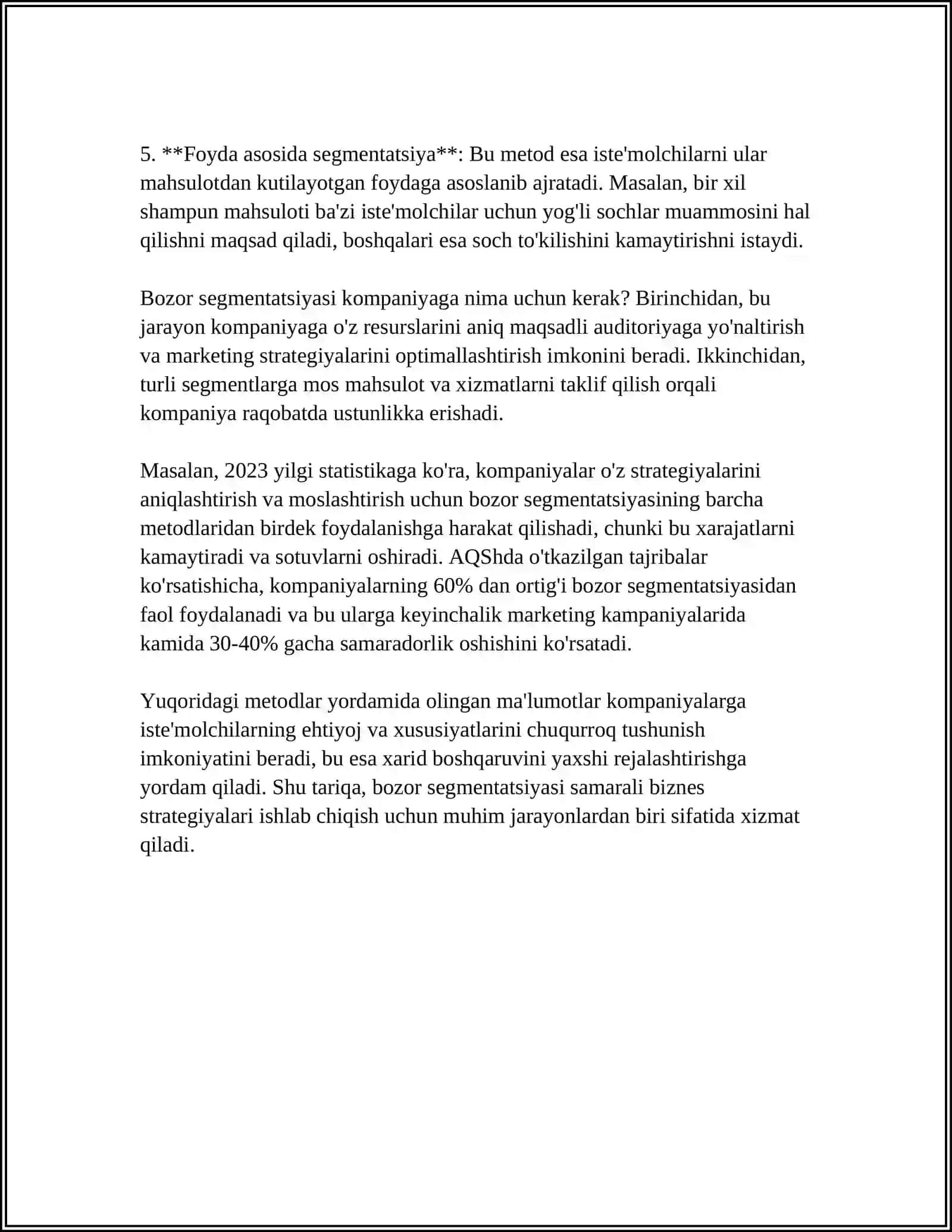 BOZOR SEGMENTATSIYASI VA MAQSADLI BOZORLASH 4