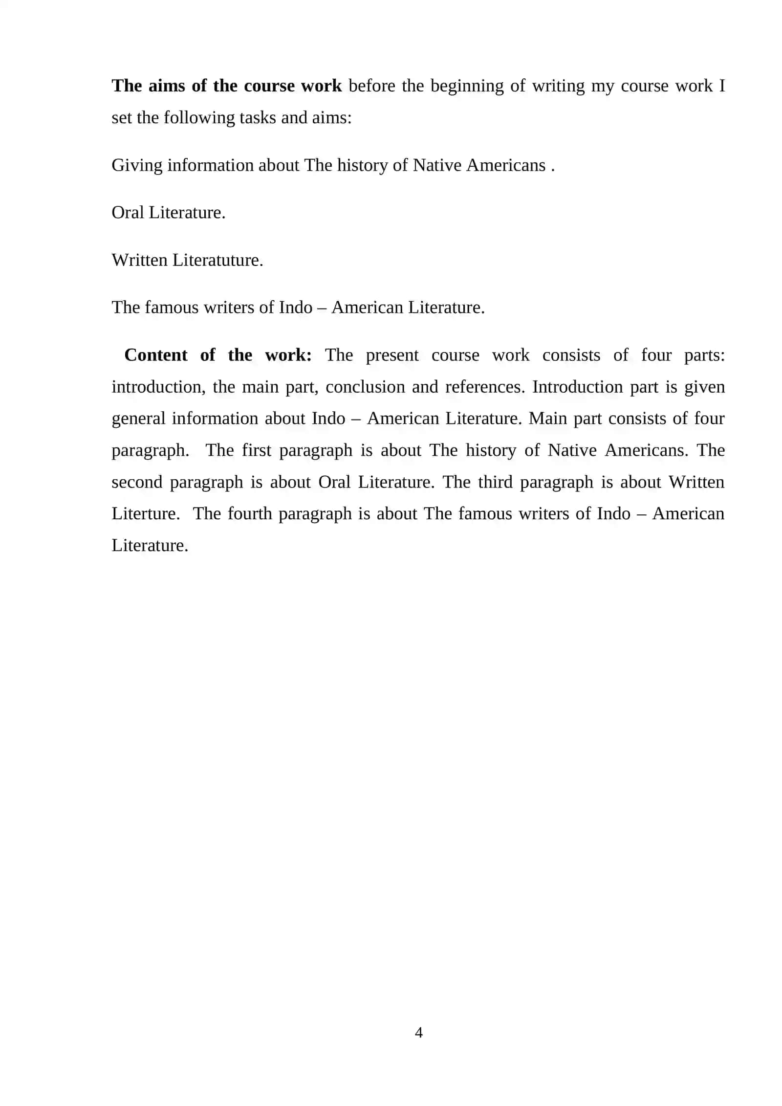 Indo - American Literature Course Work 4