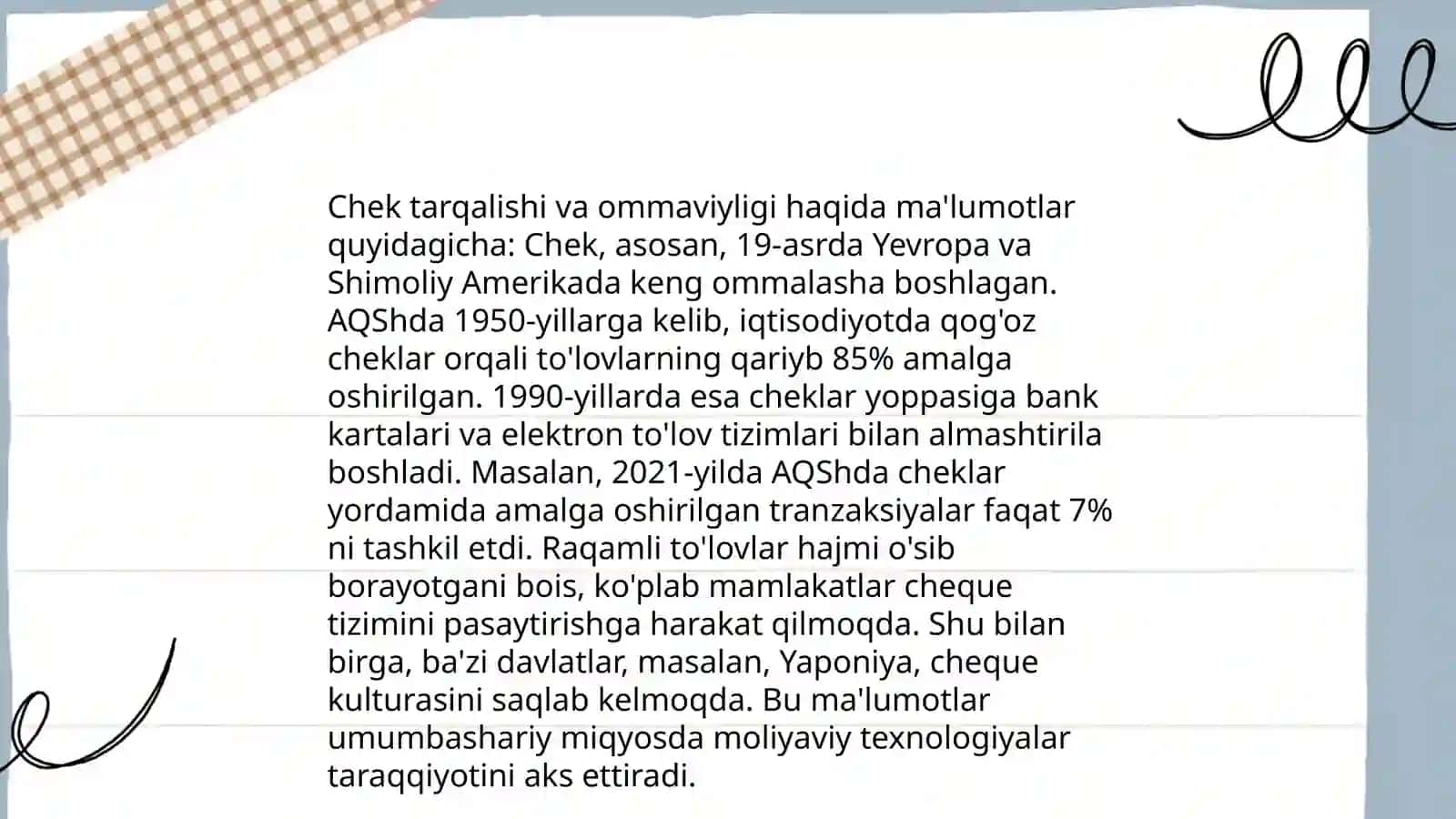 Chekni tashlashning tarixi 4