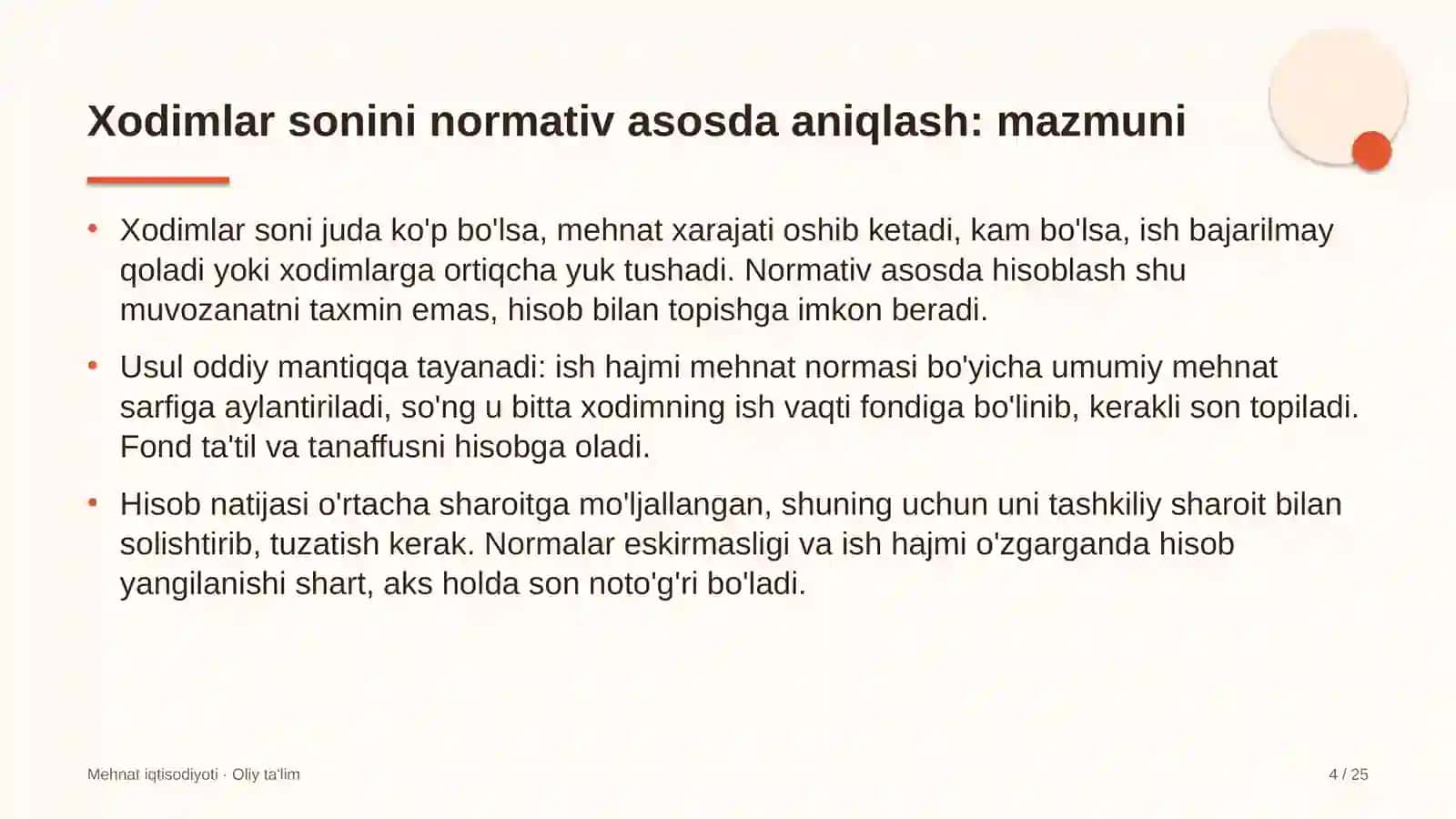 Mehnat iqtisodiyoti · Oliy ta'lim 4