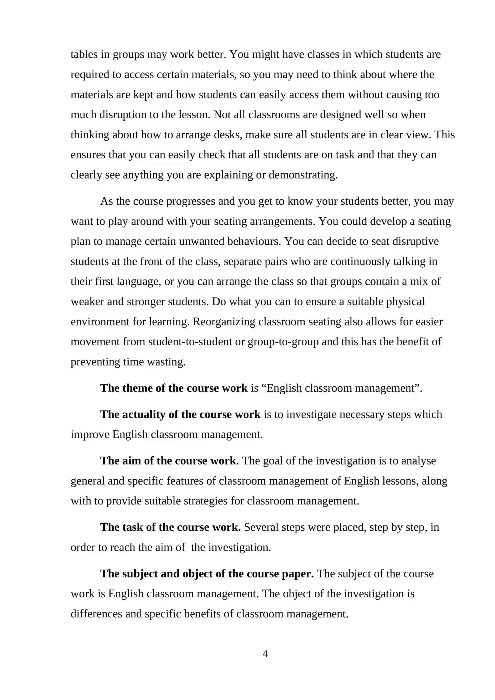 English Classroom Management Course Work 4